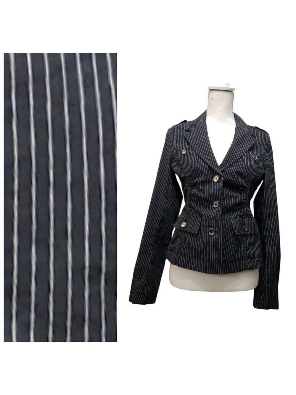 Express Design Studio Women’s Black Pinstripe Button-Front Blouse Size 10